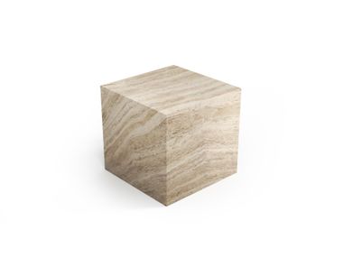 Cubic side table in classic travertine GEMA STONE VALLEY