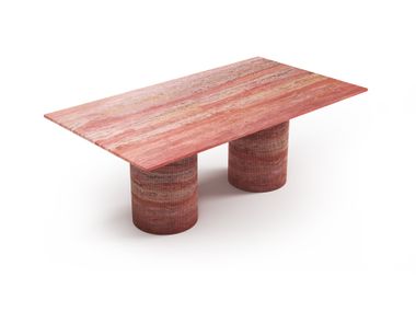 Rectangular red travertine table JASPURA STONE VALLEY
