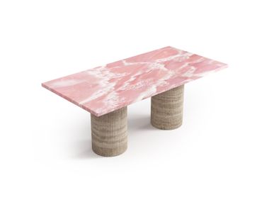 Rectangular coffee table with pink onyx top JASPURA STONE VALLEY