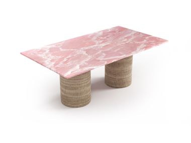 Rectangular table with Pink Onyx top JASPURA STONE VALLEY