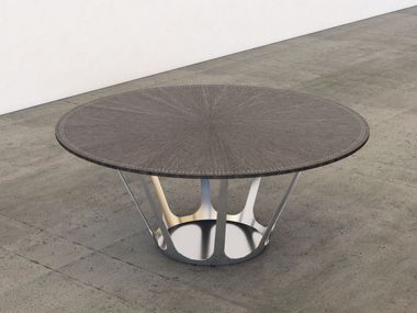 Round steel and wood table UNIQUENESS CAPSULE STRATO