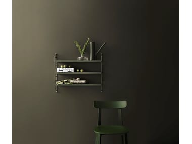STRING® POCKET Wall-mounted modular MDF shelving unit By String Furniture