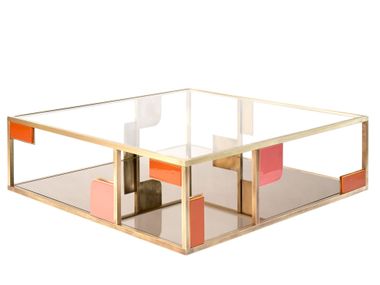 Square brass coffee table SUNSET MARIONI
