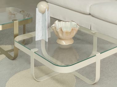 Saba Italia, RING Tavolino quadrato in ferro e vetro