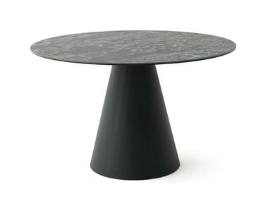 Round ceramic table with central base AGATE Saloni