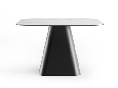 Square ceramic dining table with central base ELY Saloni