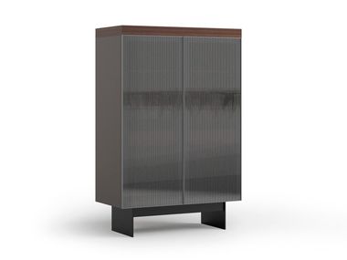 Glass highboard with doors HIRO Saloni