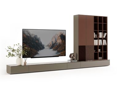TV-Regal aus Holz und Glas LOGO Saloni