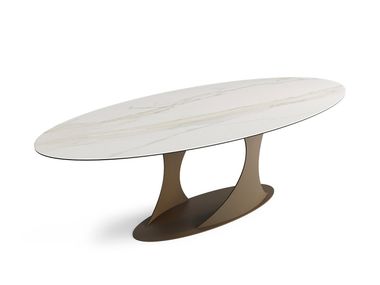 Oval ceramic dining table LOOP Saloni