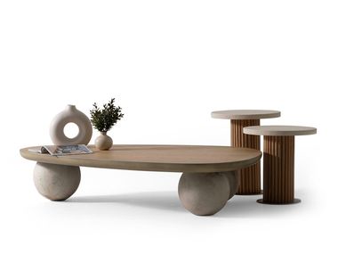 Free form oak Coffee table set MELODY Saloni