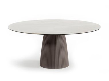 Round ceramic table with central base PILEA Saloni