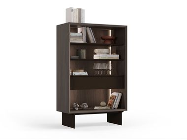 Biblioteca aberta auto-sustentável de nogueira com luzes integradas RIVA Saloni