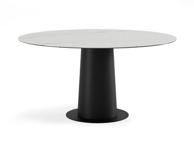 Extending ceramic table with central base SPIN Saloni