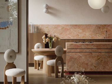 Marble-effect decorative coating BRECCIA ROSA 4D Sapienstone