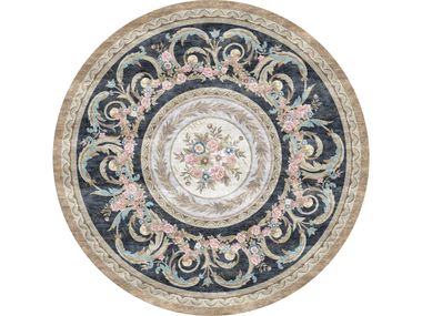 Handmade custom rug ROUND BLOSSOM WREATH Sarelli Interiors Textiles
