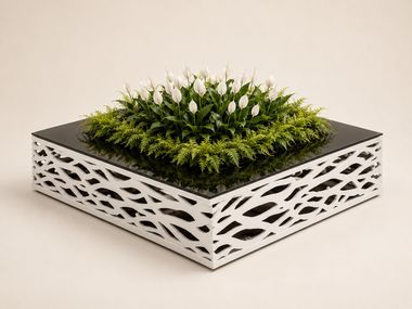 Stainless steel and glass side table with planter GARDEN TABLE Schiapparoli