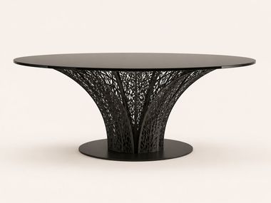 Round Glass and Stainless Steel dining table NEST Schiapparoli