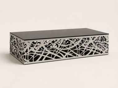 Rectangular Glass and Stainless Steel coffee table NEST Schiapparoli