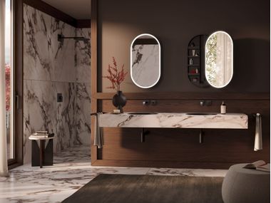 Wall-mounted bathroom mirror with integrated lighting FLOAT D2W Schneider