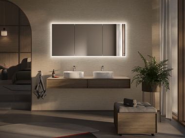 Wall-mounted bathroom mirror with integrated lighting GLOW D2W Schneider