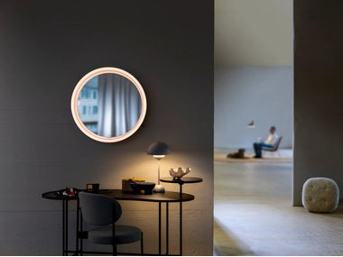 Wall-mounted round bathroom mirror LUNE SP D2W Schneider