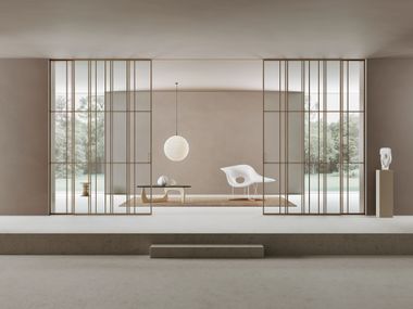 Glass and aluminium internal sliding door MAREA Scrigno