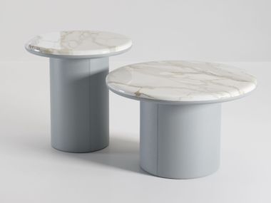 Round marble coffee table with leather base GEMINI Secolo
