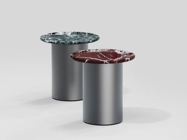 Round marble and stainless steel coffee table ORBITAE Secolo