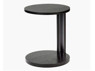 Tavolino rotondo basso in legno AURA Serax