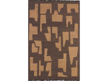 Patterned handmade rectangular jute rug VIBRATION 1 Serge LESAGE