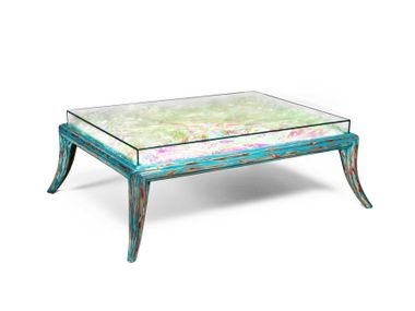Rectangular wood and glass coffee table with storage space OPUS BOX Sergio Villa Mobilitaly