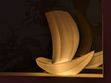 LED table lamp with dimmer and speaker SAIL ME AWAY SHINTARO KONO