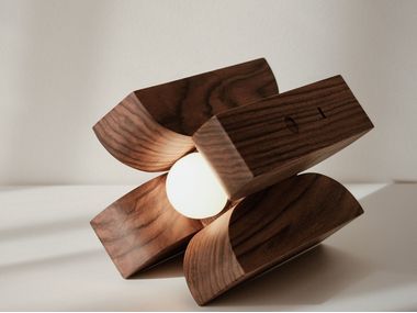 Rechargeable LED solid wood table lamp with dimmer NATURA FLOWER Shre