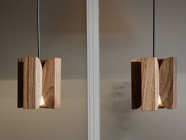 Luminária pendente LED de madeira maciça com dimmer NATURA FLOWER Shre