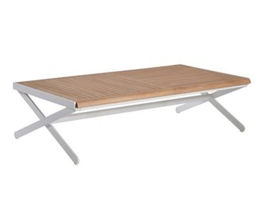 Mesa de centro baixa retangular de alumínio e madeira OSKAR Sifas