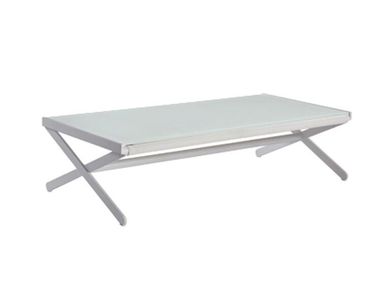 Low rectangular glass and aluminium coffee table OSKAR Sifas