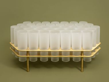 Blown glass and brass coffee table FIELD 39 SkLO