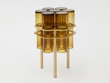 Blown glass and brass coffee table FIELD 7 SkLO