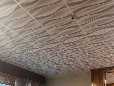 Sound absorbing rock wool ceiling panels WHITE WAVES XL Sky-Tile®