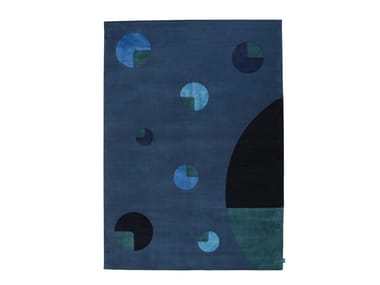 Tappeto a motivi rettangolare in lana e seta PLANETS Softicated