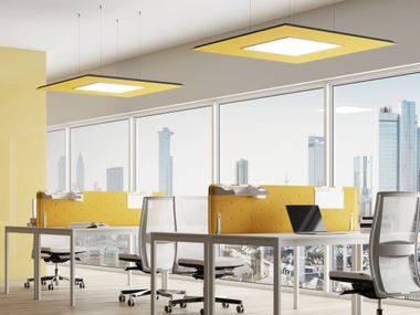 Pannello acustico a sospensione con lampada LED ZEN LIGHTING Steelbox