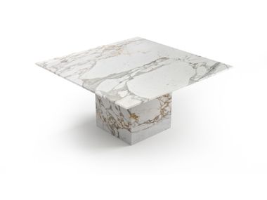 Square Calacatta Oro marble table CARRERA STONE VALLEY