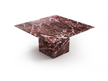 Square Levanto red marble table CARRERA STONE VALLEY