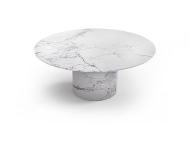 Round Statuario MichelAngelo Carrara marble table OCEL STONE VALLEY