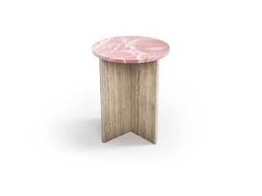 Round side table with pink onyx top OCEL STONE VALLEY