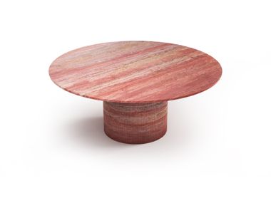 Round red travertine table OCEL STONE VALLEY