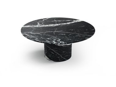 Round Nero Marquina marble table OCEL STONE VALLEY