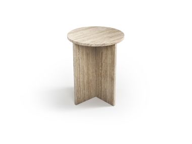 Round classic travertine side table OCEL STONE VALLEY