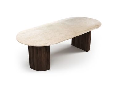 Oblong table with Crema marble top REFLEKO STONE VALLEY