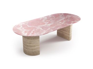 Oblong table with Pink Onyx top REFLEKO STONE VALLEY